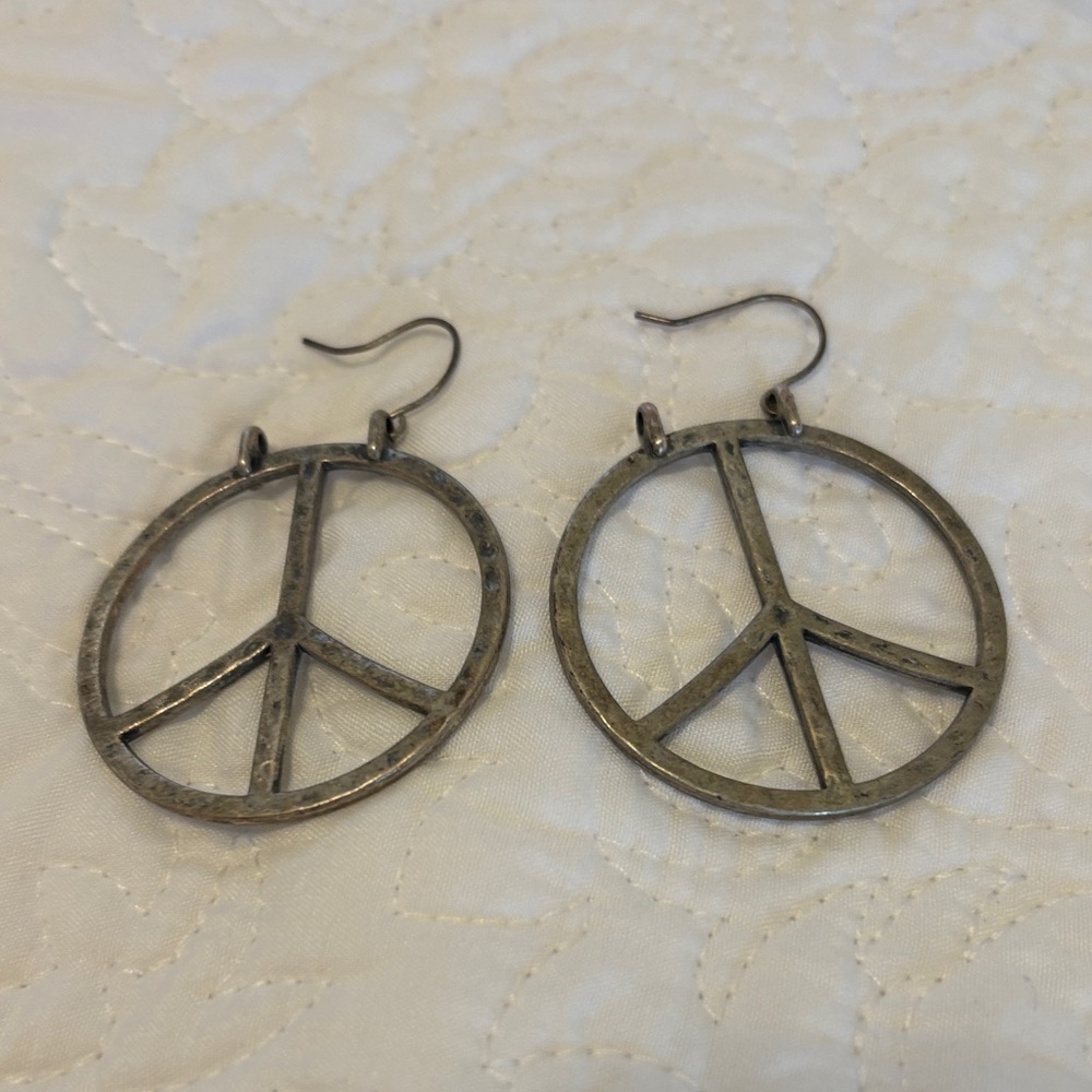 Silver Peace Sign Earrings